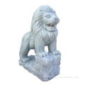 High-polishing hand carved outdoor white marble lion animal statues